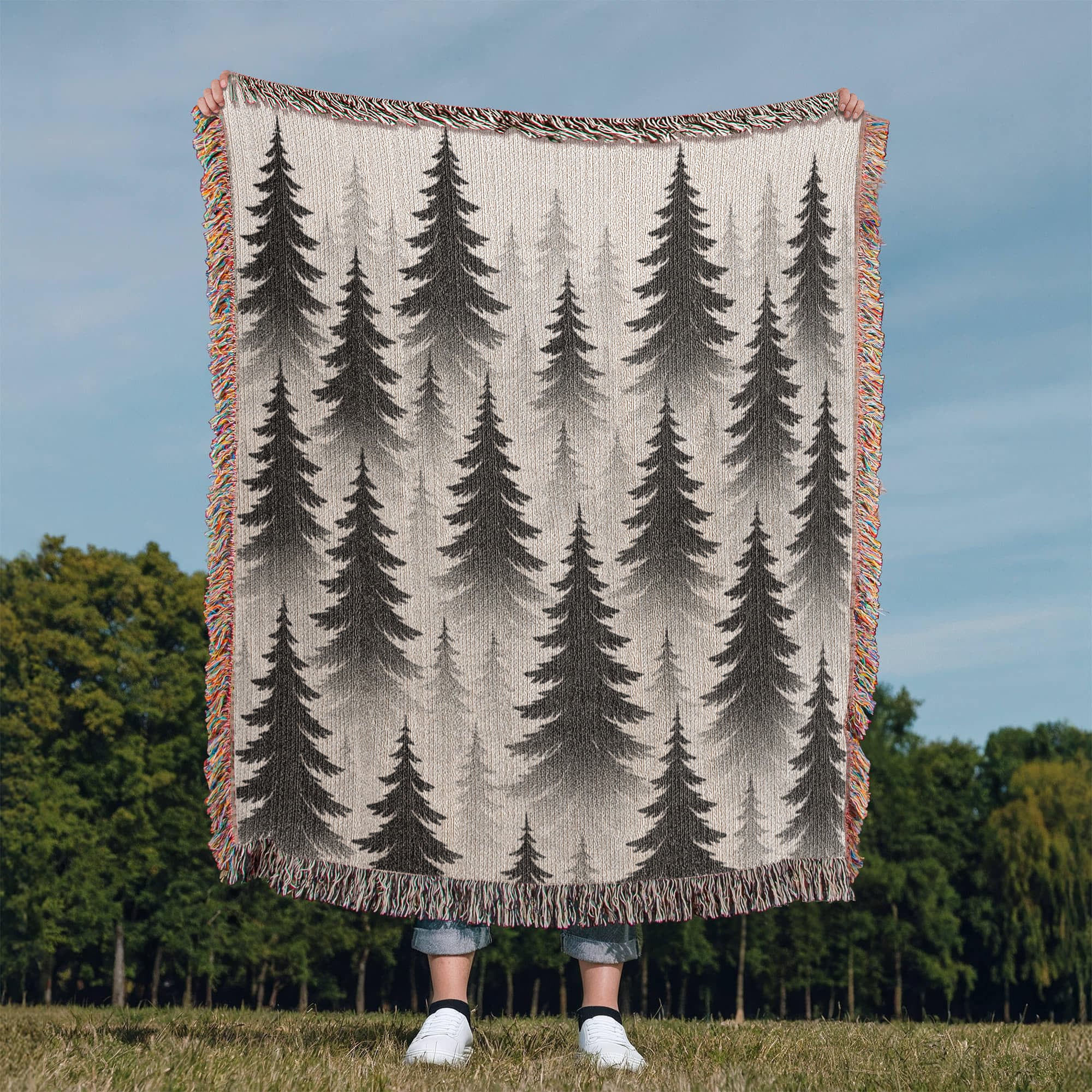 Evergreen Forest Woven Blanket – Plush and Pine