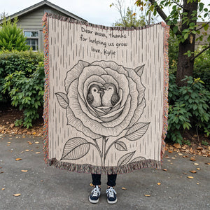 Love in Bloom – Personalized Hummingbird Rose Blanket