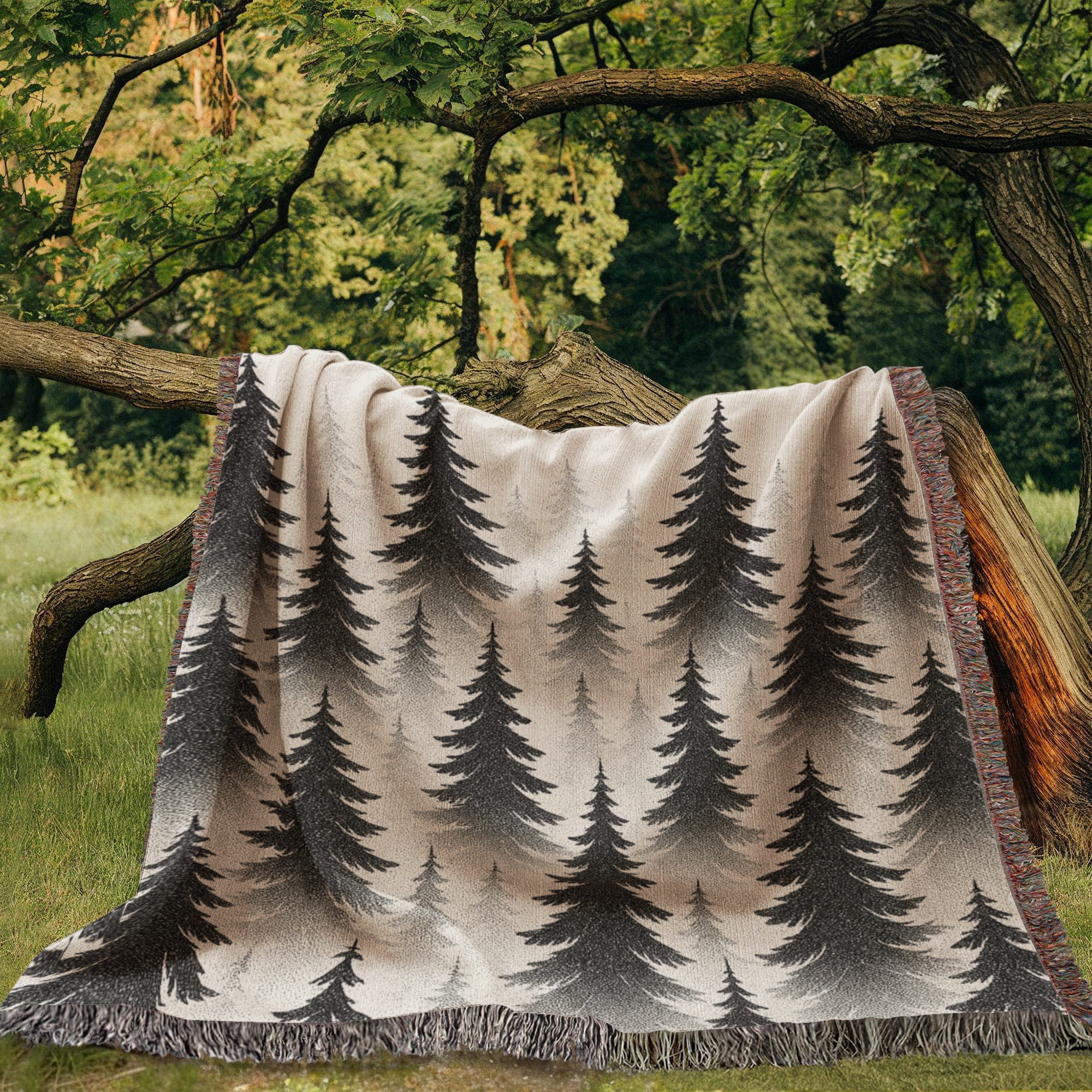 Evergreen Forest Woven Blanket – Plush and Pine