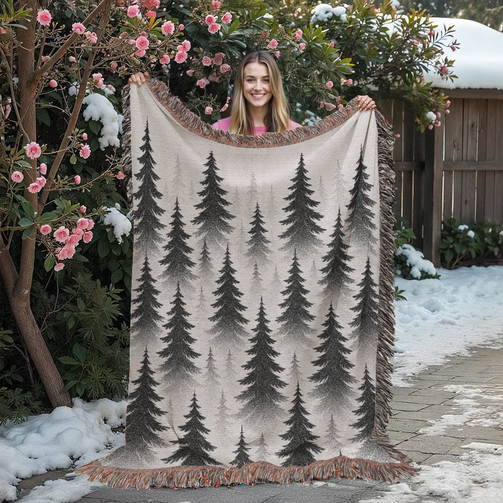 Evergreen Forest Woven Blanket – Plush and Pine